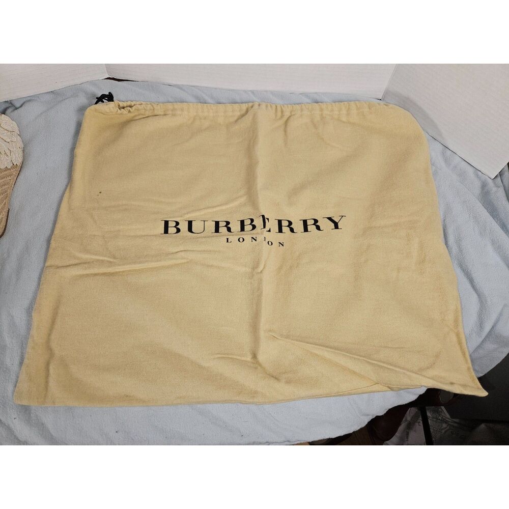 Authentic Burberry London Tan Soft Cotton Drawstring Dust Bag 18 x 22